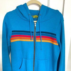 NWOT $189 sold out Aviator Nation 5 Stripe Hoodie, M, Ocean 2
